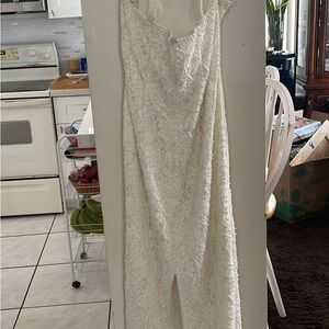 Elegant White Lace Ivory Dress